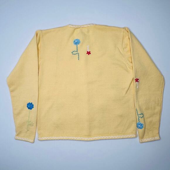 Vintage Y2K Talbots Cotton Cardigan Sweater with Embroidered Flowers - Picture 7 of 7
